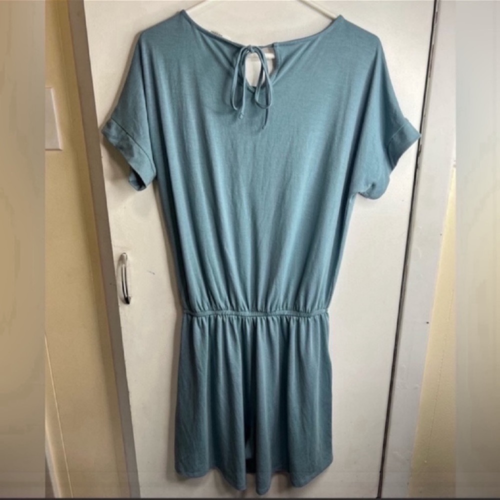 Zenana Blue Gray Short Sleeve Romper NWOT - Picture 2 of 6